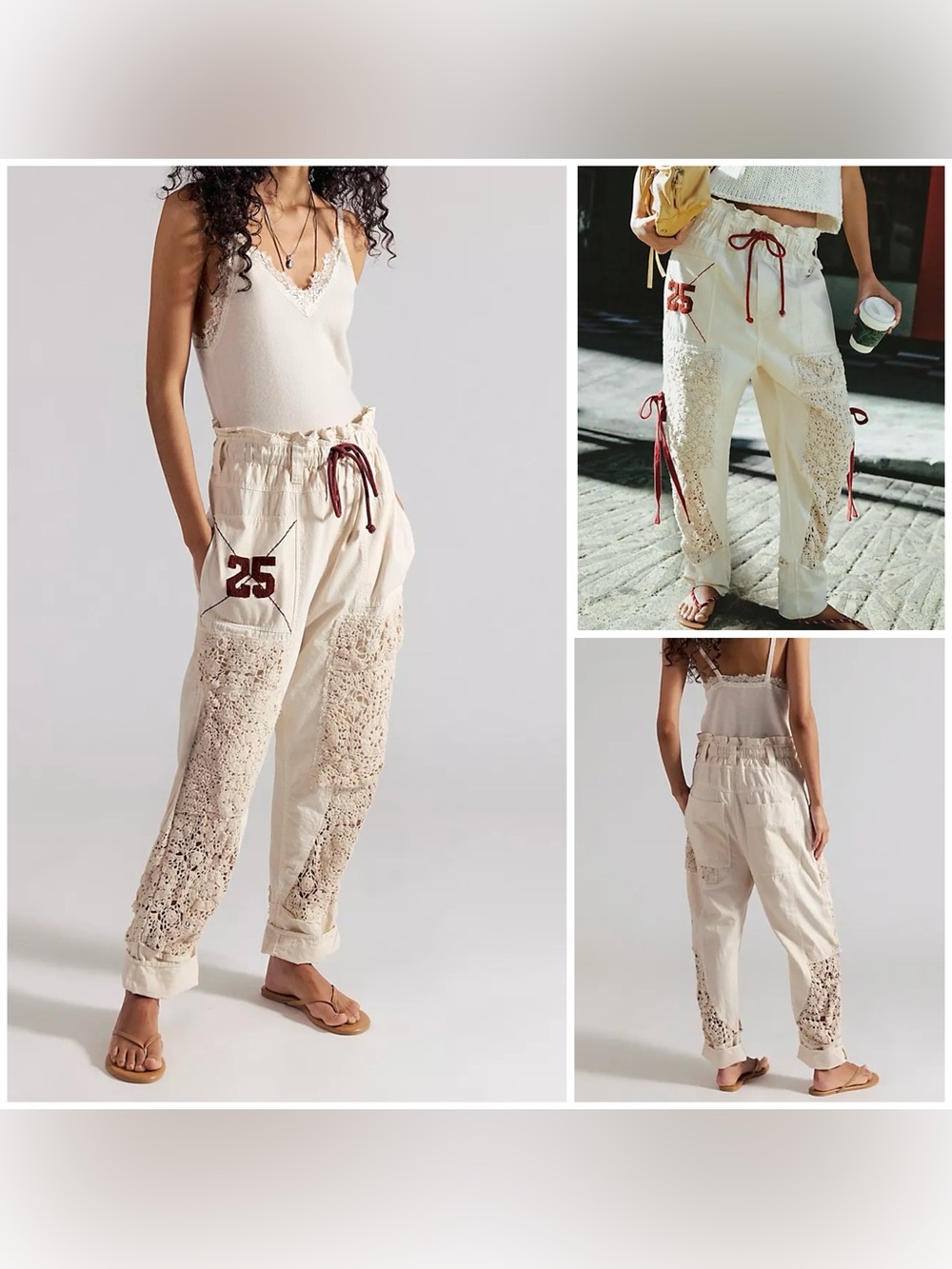 NWT Free People Rockaway Pull-On Craft Pants - tofu ivory - medium
